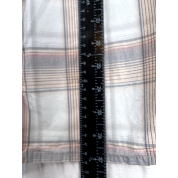 Carhartt Women's Button Up Shirt Roll Tab Sleeves in gray/peach plaid, size XL - Picture 7 of 9